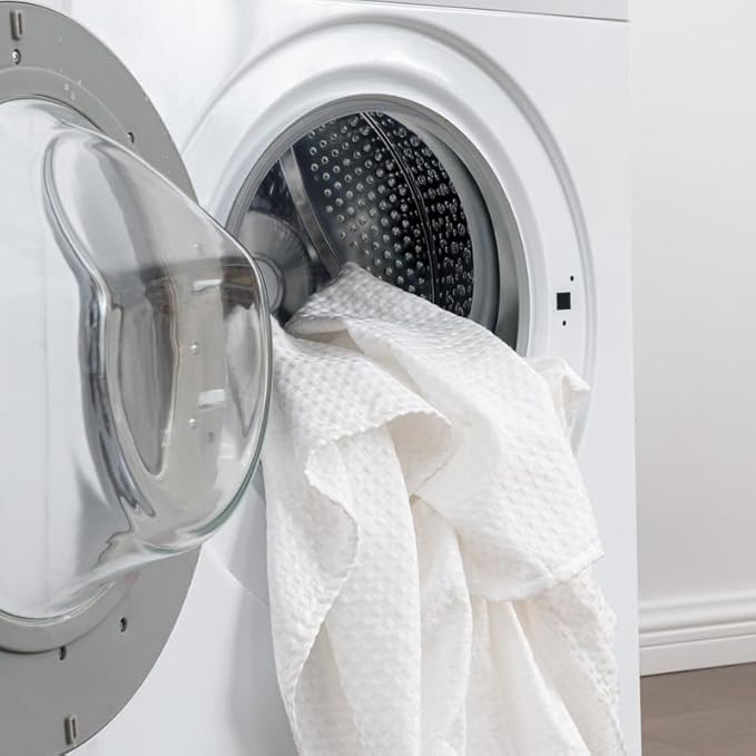 MIYE Pleated Waffle Weave Bed Skirt, Tailored Dust Ruffle 14 Inch Drop Easy Fit, Machine Washable (White, King - 14" Drop)