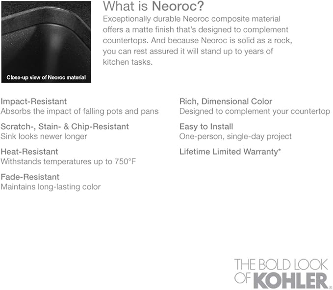 KOHLER 8204-CM7 Cairn Sink, 33 in, Matte Graphite