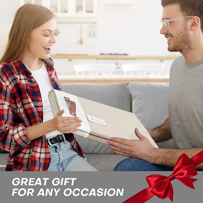 Large Toy Storage Box with Lids, Collapsible Sturdy Baby Storage Organizer Chest Bin Basket for Kids, Boys, Girls, Playroom, Nursery, Bedroom, Closet 25"x13"x16" (Beige and White)