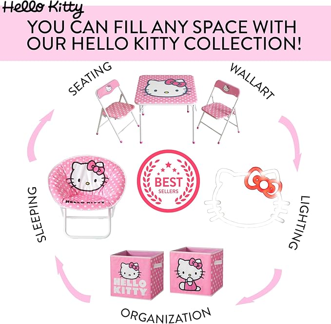 Sanrio Hello Kitty Pop Up Hamper with Durable Carry Handles, 21'' H x 13.5'' W X 13.5'' L