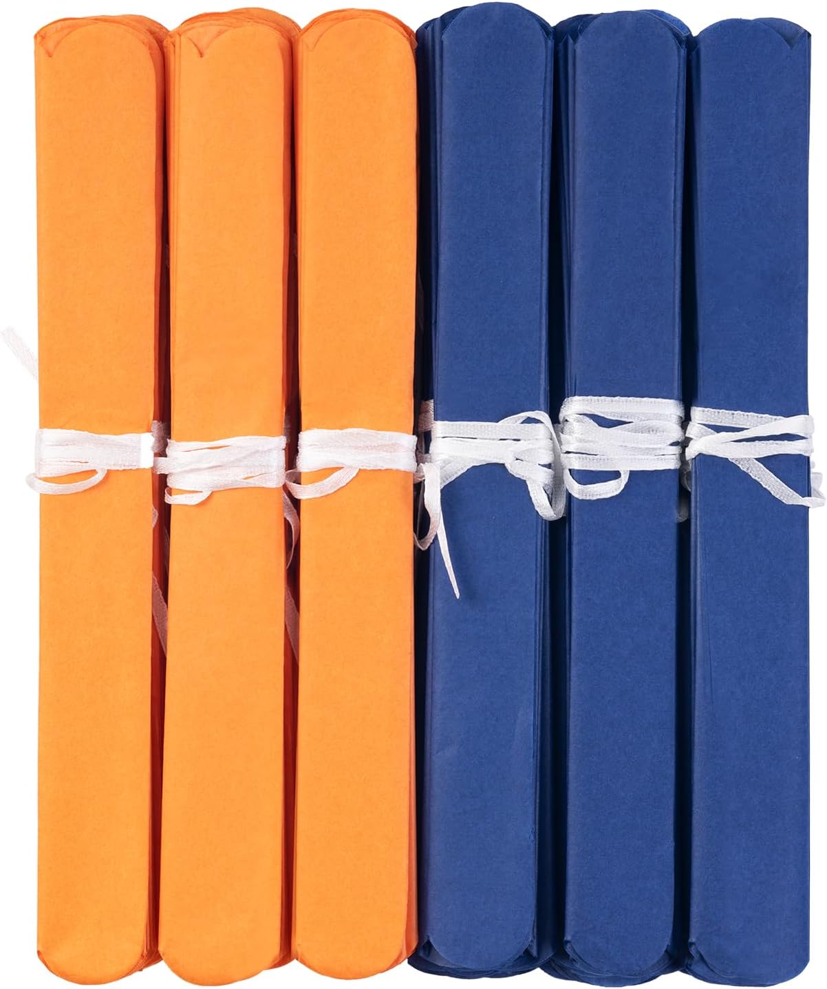 MISU Orange Navy Blue Tissue Paper Pom Poms Party Decorations Paper Flowers, 10 Inch, Pack of 18