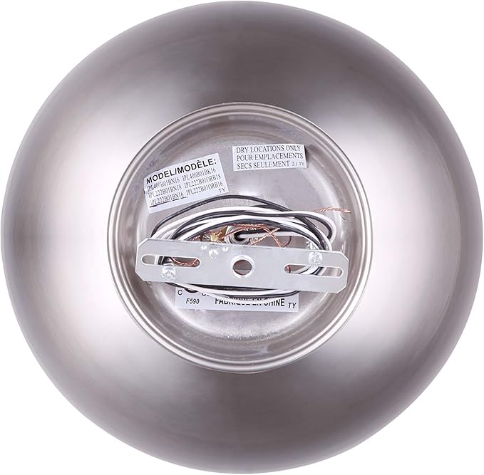 CANARM IPL222B01BN Polo 1 Light 9" Rod Pendant, Brushed Nickel with Painted White Interior, Silver