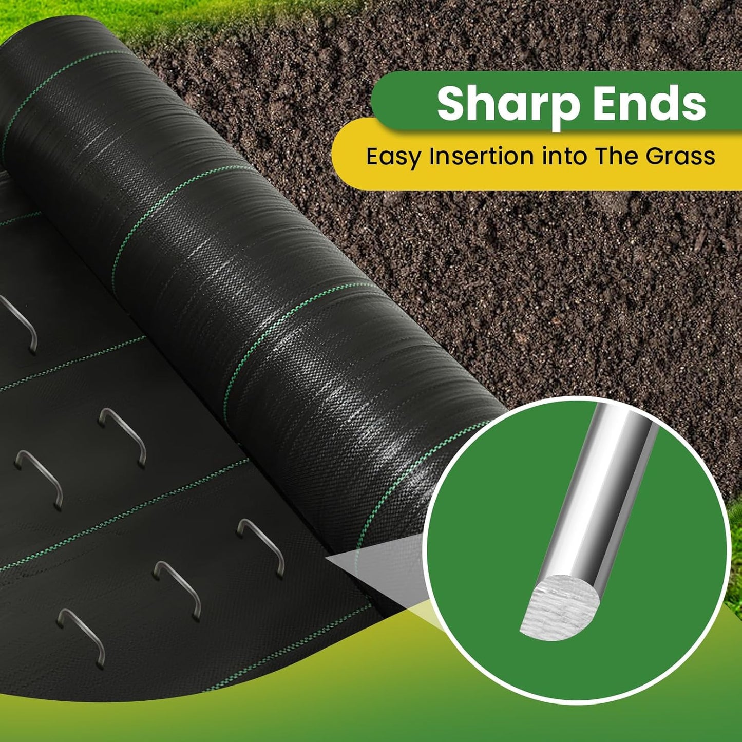 Landscape Staples Galvanized 8 Inch 60 Pcs, Metal Garden Stakes 1.6 Inch, Garden Staples for Lawn 11 Gauge