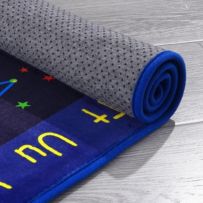 Kids Rug 5x7 Rug Solar System Pattern Nursery Rug Baby Soft Area Rug Non Shedding Carpet for Babyroom Play Room Non Slip Educational Rug Galaxy Outer Space Playmat, Blue|Solar System 5'x7'