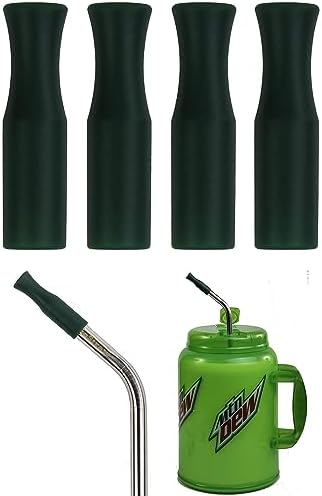 4 Silicone Tips 9mm for 14" Stainless Steel Straws Jumbo Big Gulp 64 oz 100 oz HUGE SUPER LONG Drinking Wide Insulated Whirley Travel Mug FOAM Truck Stop Cup