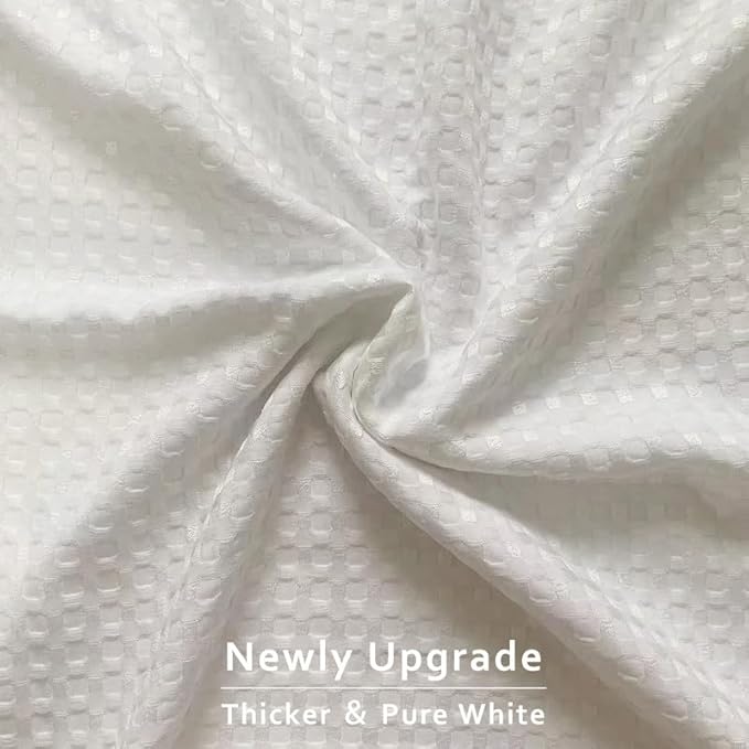 MIYE Pleated Waffle Weave Bed Skirt, Tailored Dust Ruffle 16 Inch Drop Easy Fit, Machine Washable (White, King - 16" Drop)