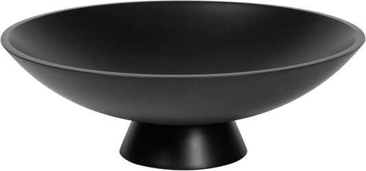 Decorative fruit bowl for Home Decor Large Modern Handicraft Key Bowl for Entryway Table Stylish Centerpiece Purse Bowl Pedestal bowl for Kitchen Counter Coffee Table(Artificial Stone Black)