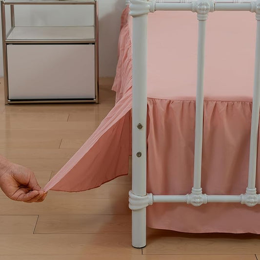 Bed Skirt Queen Size Ruffled Bed Skirt with Split Corners, 16 Inch Drop Dust Ruffle Bed Skirt with Platform,16 Inch, Blush, Queen Size