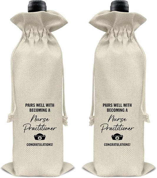 HOIJAUMAI Nurse Graduation Gifts Nurse Graduation Wine Bag Pairs Well with Becoming a Nurse Practitioner Wine Gift Bags for Women Her