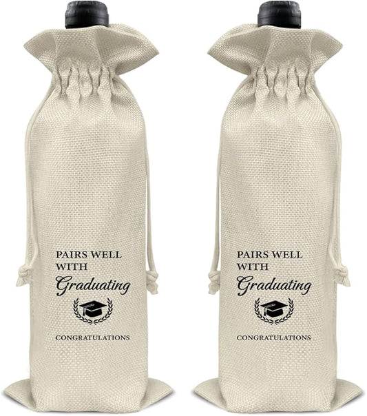 HOIJAUMAI Graduation Gifts for Men Women Graduation Wine Bag Pairs Well with Graduating Wine Gift Bags