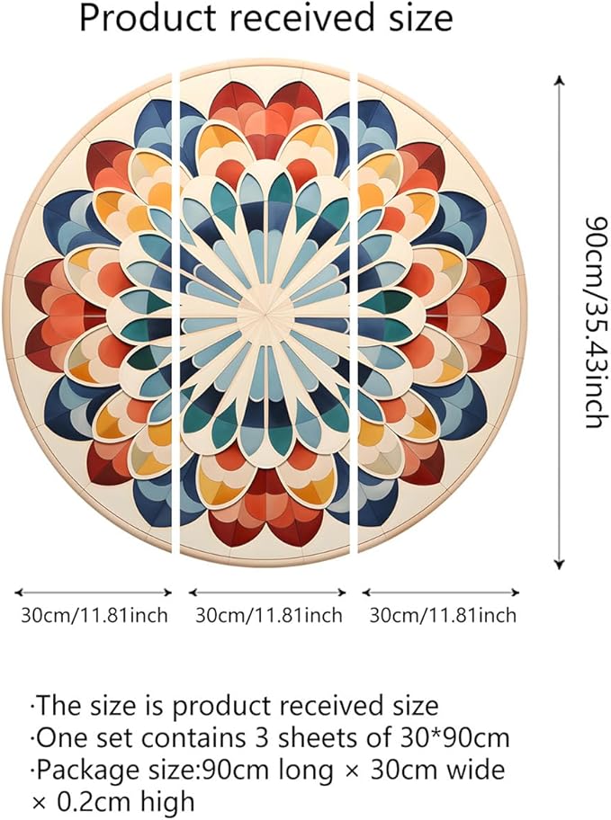 Vibrant Wall Decal - Floral Pattern Design - Large 90cm/35.43 inch" Decorative Wall Art - Easy Peel and Stick Home Decor