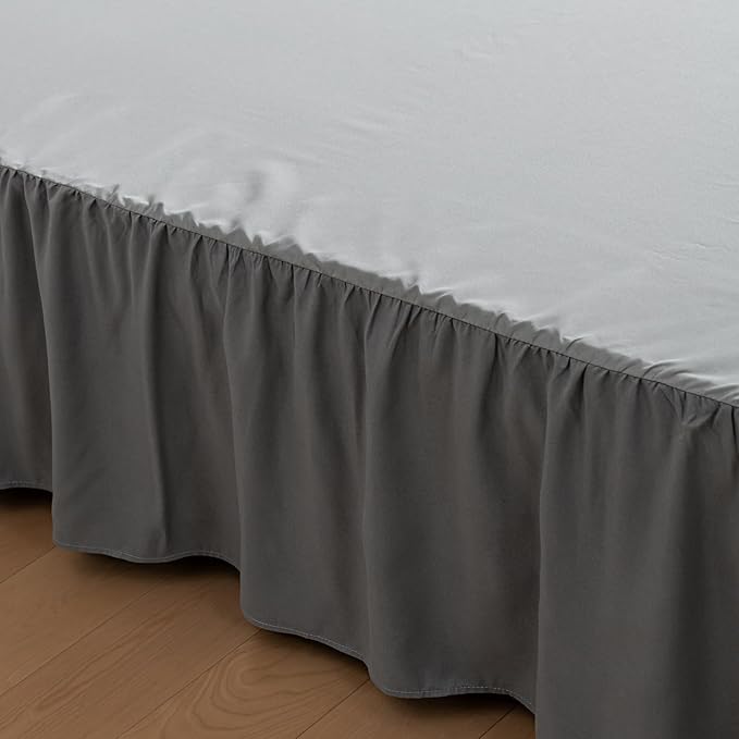 Bed Skirt Ruffled Bed Skirt with Split Corners, 18 Inch Drop Dust Ruffle Bed Skirt with Platform, Grey,Full Size