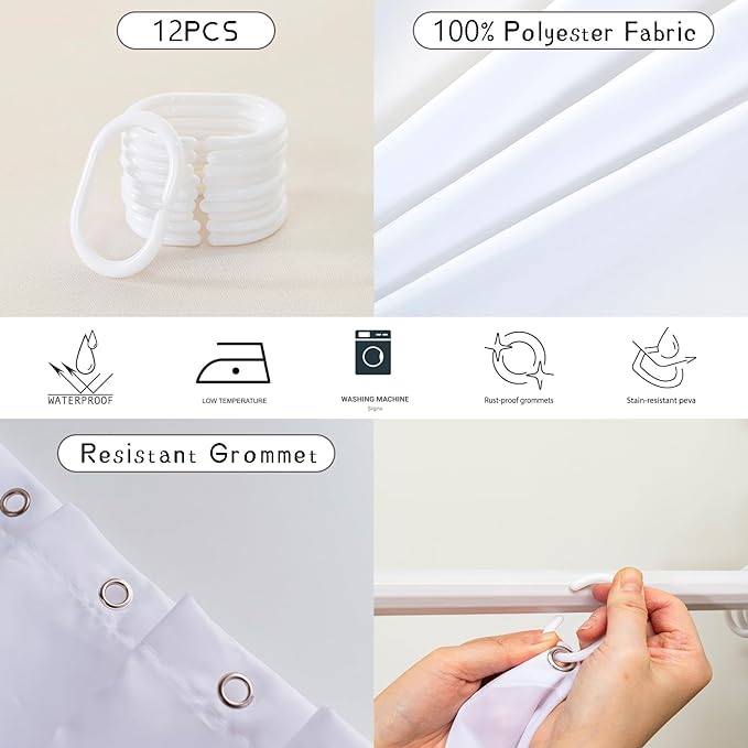 AILONEN Red Hearts Rose Shower Curtain for Bathroom Decor, Romantic Flower Bathroom Curtain 72" W*78" H,Valentine Bath Curtain Polyester Waterproof Shower Curtain with 12 Hooks