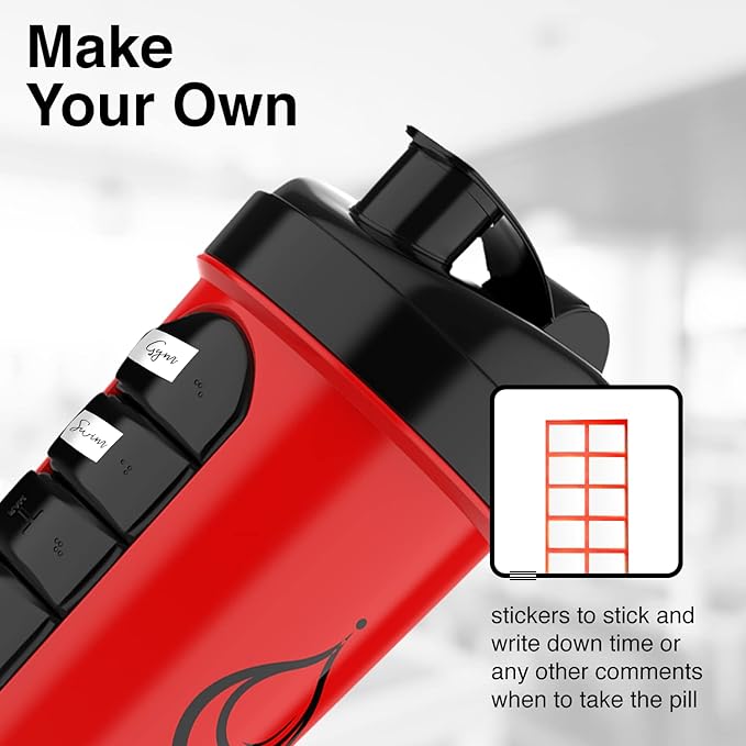 '-2 PACK- Shaker Bottles for Protein Mixes with Pill Organizer | BPA-Free & Dishwasher Safe | 2 Large 24 oz protein shaker bottle | Shaker Cups for protein shakes | Blender Shaker Bottle Pack