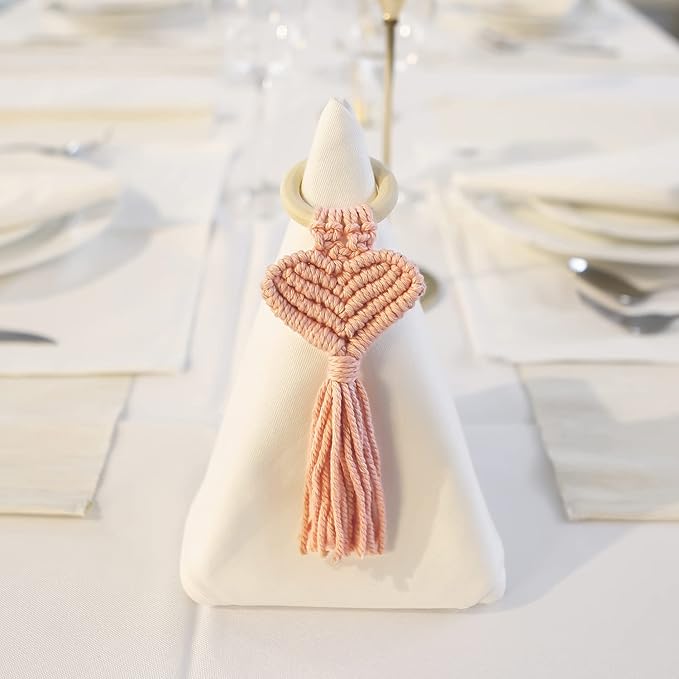 Hanging Handmade Weaving Love Pendant Car Ornament Modern Home Decoration Accessories Hanging Pendant for Bedroom Nursery Room (Pink)