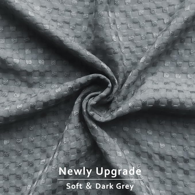 MIYE Pleated Waffle Weave Bed Skirt, Tailored Dust Ruffle 14 Inch Drop Easy Fit, Machine Washable (Dark Grey, Twin - 14" Drop)