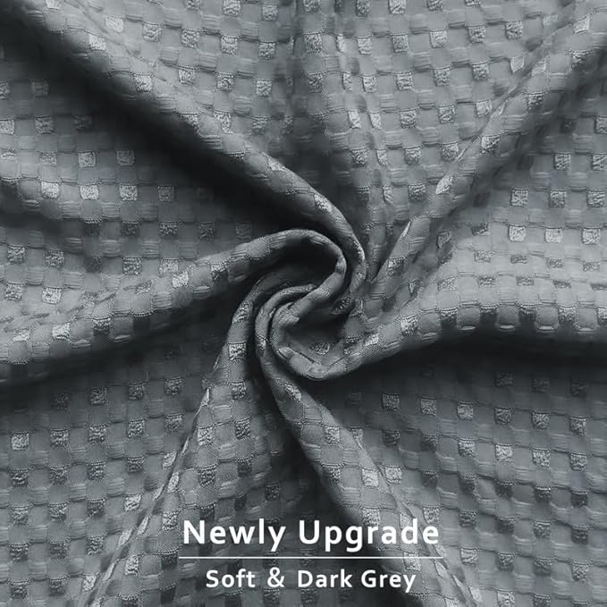 MIYE Pleated Waffle Weave Bed Skirt, Tailored Dust Ruffle 14 Inch Drop Easy Fit, Machine Washable (Dark Grey, King - 14" Drop)