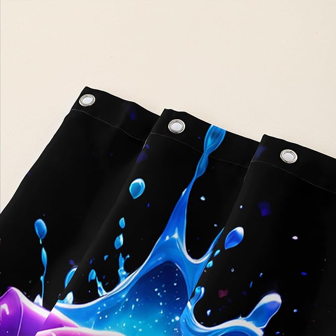 AILONEN Purple Rose Flower Shower Curtain for Bathroom,Splash-Ink Rose Bath Curtain for Kids Girls Women,Romantic Minimalism Curtain Waterproof with 12 Plastic Hooks, 72" W*84" H