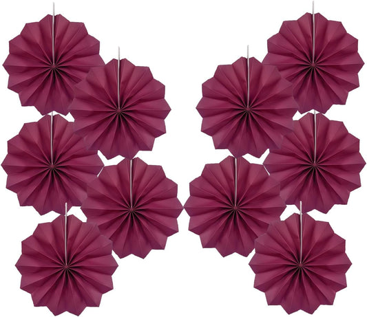 Red Party Decorations,Paper Decorations for Party,Girls Party Decorations Party Paper Fans Bulk 8in,Anniversary Decorations for Party 30 Color DIY Set （Wine Red）