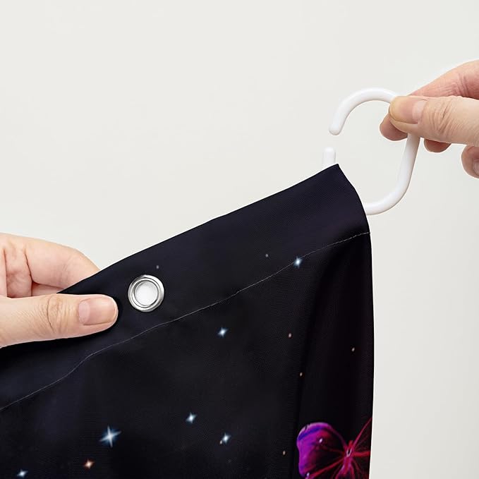 AILONEN Butterfly Shower Curtain Bathroom 36" W*72" H Sparkly Colourful Butterfly Curtain Cloth Fabric Bathroom for Girls Kids,Deep Color Shower Curtain Set