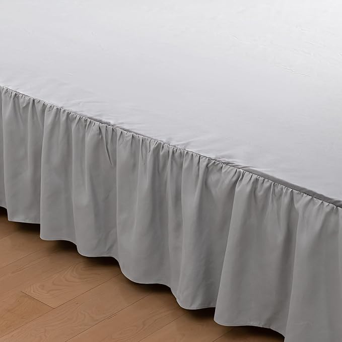 Bed Skirt Full Size Ruffled Bed Skirt with Split Corners, 18 Inch Drop Dust Ruffle Bed Skirt with Platform, Light Gray (Full - 18" Drop)
