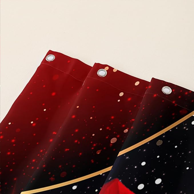 AILONEN Romantic Red Rose Flower Shower Curtain,Red and Black Floral Bath Curtain,Modern Flower Waterproof Curtain for Bathroom Decor, 36" W x 72" H