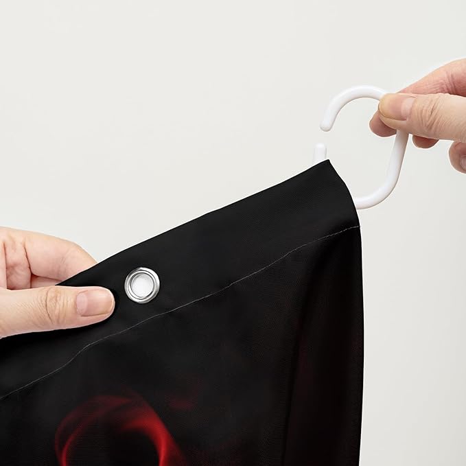 AILONEN Red and Black Rose Shower Curtain,Romantic Smoky Luxury Rose Bathroom Decor,Red Flower Garden Floral Bath Curtain,Waterproof 72" W x 84" H