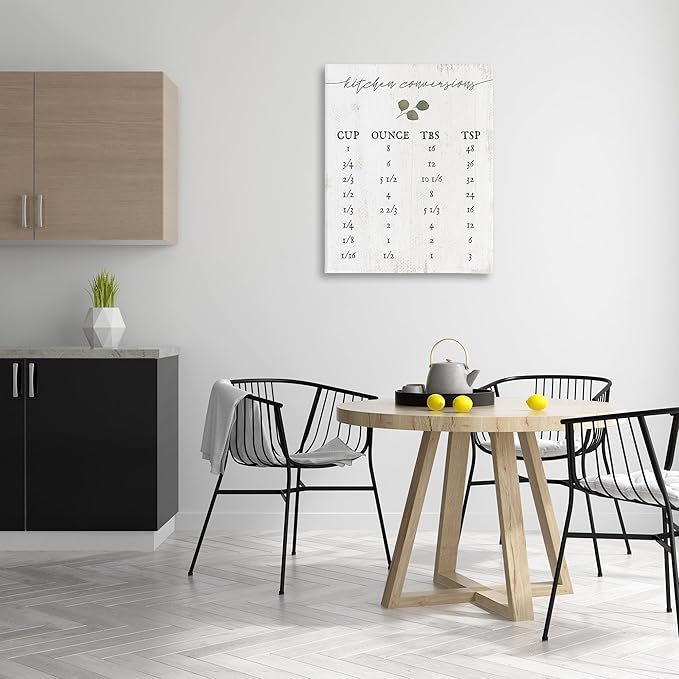 Stupell Industries Kitchen Conversion Chart Neutral Grey Word, Design by Artist Daphne Polselli Wall Art, 30 x 40, Canvas