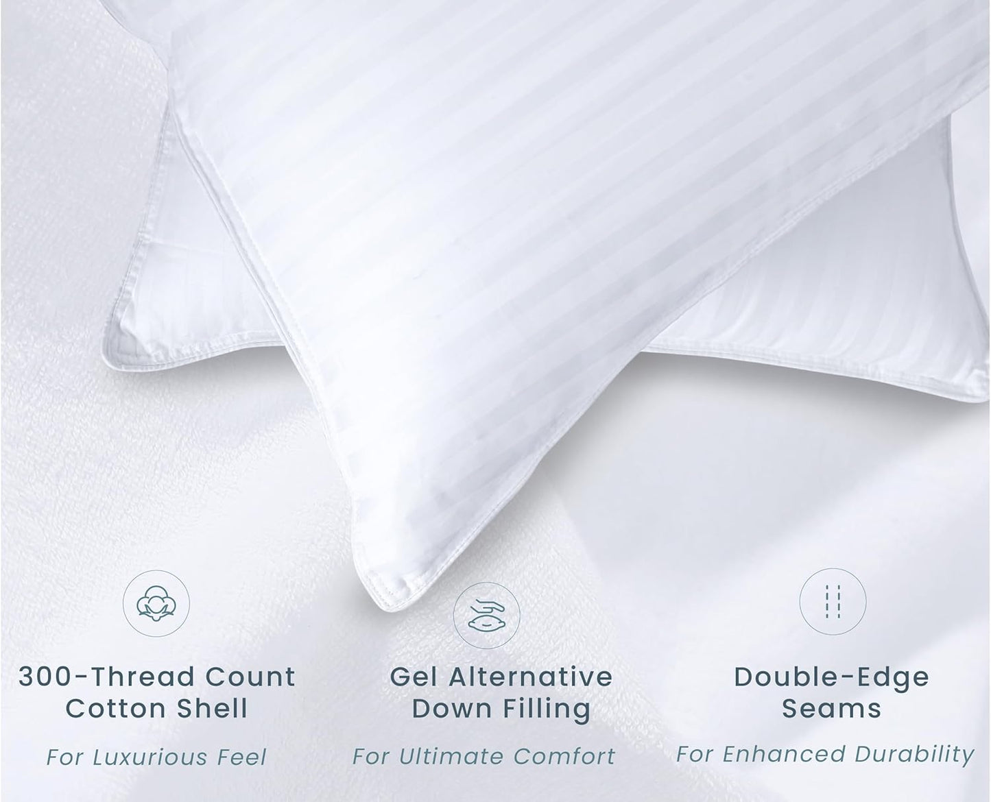 Threadmill Soft Bed Pillows Standard Size Set of 2 | Down Alternative Cooling Bed Pillow for Sleeping | Soft Pillows | 20 x 26 Hotel Pillow, Standard Pillows 2 Pack for Back, Stomach or Side Sleepers