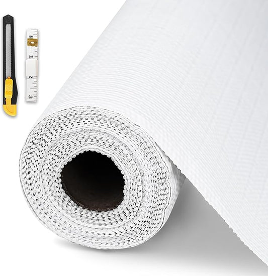 Shelf and Drawer Liner for Kitchen Cabinet-24 in x 10 FT Non-Adhesive Cabinet Liners for Shelves Non-Slip Waterproof Kitchen Drawer Liners Contact Paper Shelf Paper with Knife and Tape Measure
