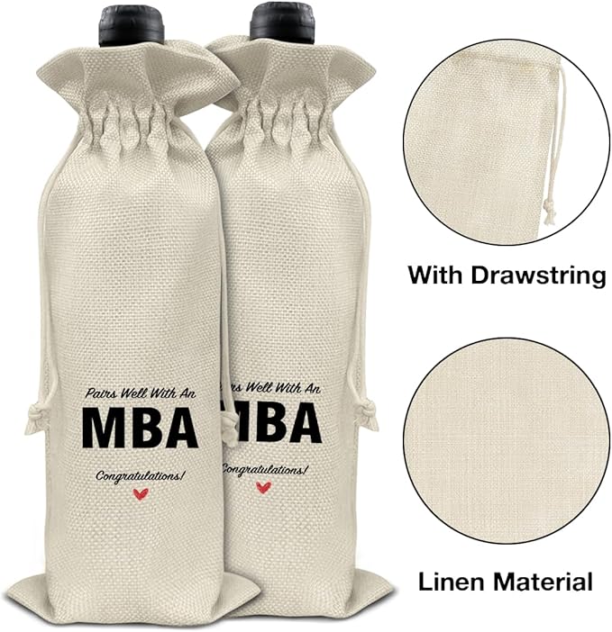 HOIJAUMAI MBA Degree Graduation Gifts MBA Graduation Gift Graduation Wine Bag Pairs Well with an MBA Wine Gift Bags for Men Women