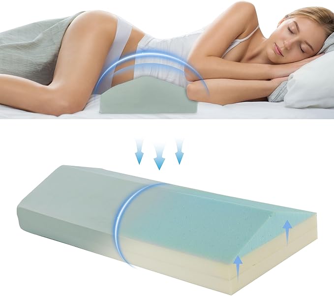 HOMBYS Adjustable Lumbar Support Pillow for Sleeping, 3 Layer Memory Foam to Change Height for Back Pain Relief, Triangle Wedge Bolster Pillow for Back Stomach & Side Sleepers