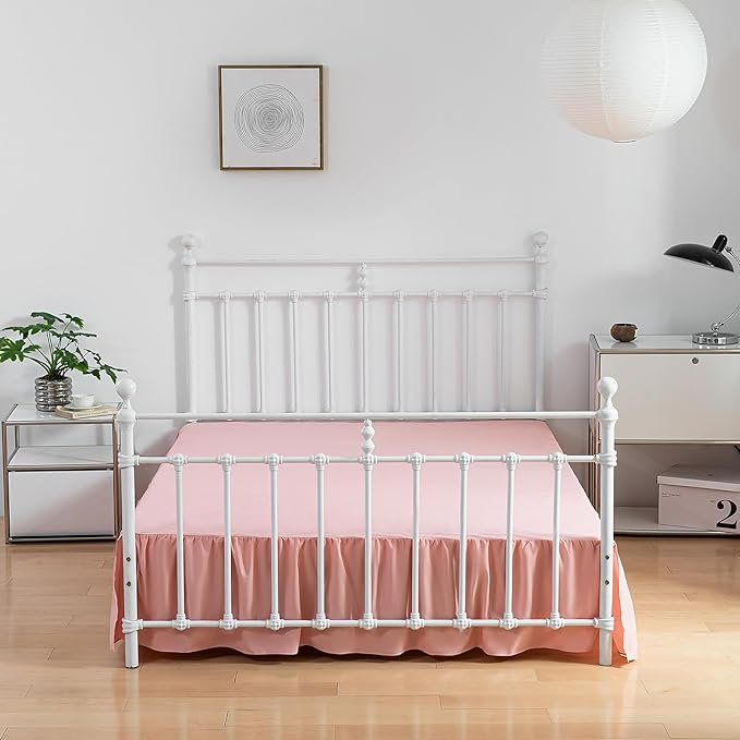 Bed Skirt King Size Ruffled Bed Skirt with Split Corners,18 Inch Drop Dust Ruffle Bed Skirt with Platform, 18 Inch, Blush, King Size