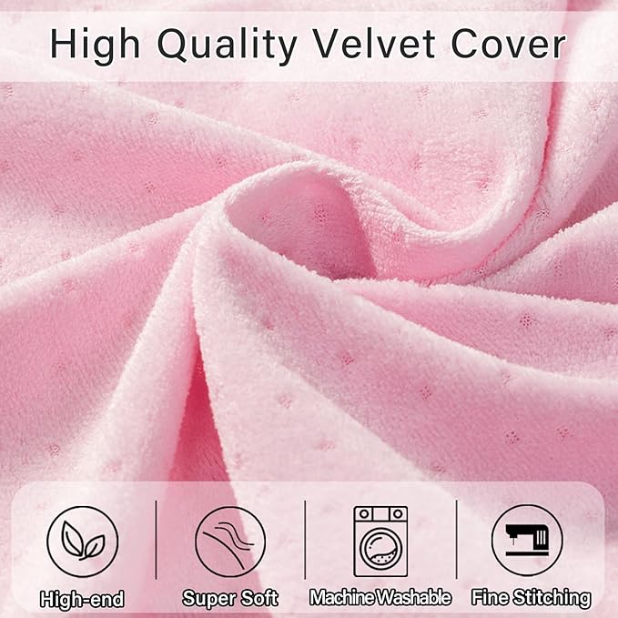 Body Pillow Cover, 20x54 Inches Body Pillow Case Cover with Zipper, Soft Fuzzy Velvet Long Pillow Pillowcase (Pink)