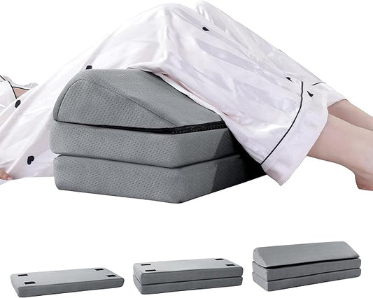 HOMBYS 3-in-1 Adjustable Height Wedge Pillow, 7" Height Leg Knee Pillow for Side Sleepers & Aligns Spine, Supportive Bolster Pillow for Pregnancy Relieves Pressure Hip Leg Elevation, 26", Light Grey