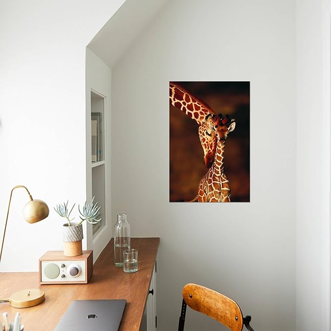 Canvas Wall Art Prints Giraffe and Baby by Lantern Press, Animals Decor, 16" x 24"