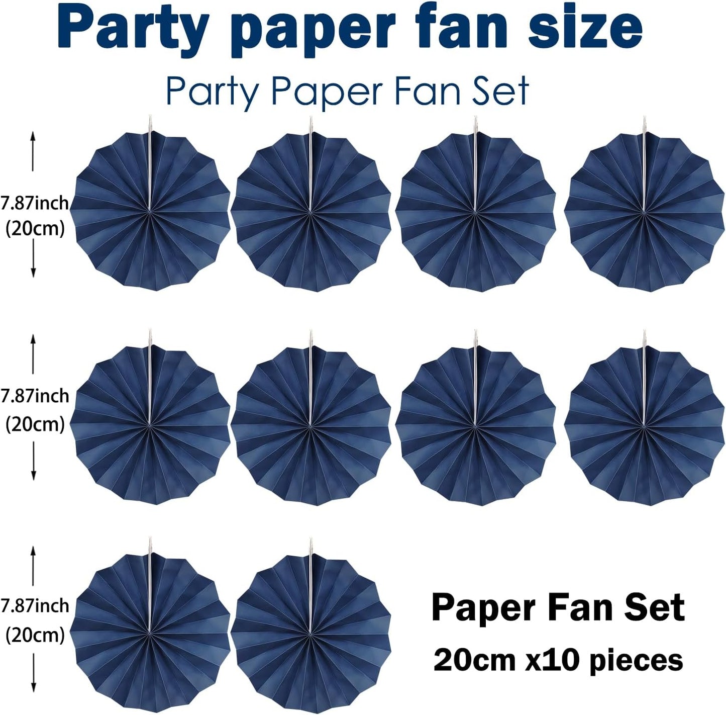 Blue Party Decorations,Blueberry Party Decorations Decorations Party Paper Fans Bulk 8in,Graduation Decoration Classroom Decor, Western Themed Party Decorations 30 Color DIY Set （Deep Blue）