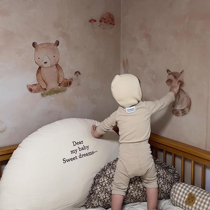 Removable Animals Wall Decals, Fox, Bear, Rabbit, Racoon, Animals Wall Baby Room Stickers, Animal Stickers for Nursery Kids, Bedroom, Playroom, Bathroom Decor