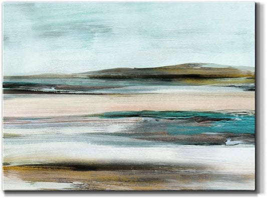 Renditions Gallery Canvas Nature Wall Art Modern Paintings & Prints Decorations Blurred Sandy Beach Abstract Vibrant Coastal Wall Hanging Artwork for Bedroom Office Kitchen - 8"x12" LT33