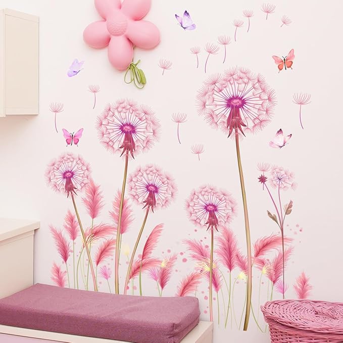 Elegant Flower & Butterfly Wall Stickers - Set of 6, 90cm x 35.43inch Decorative Vinyl Sheets