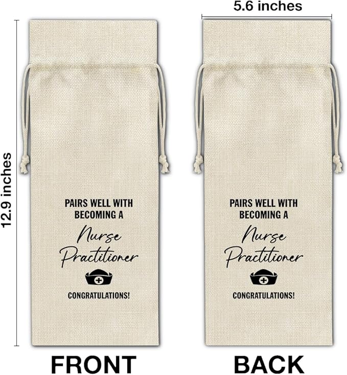 HOIJAUMAI Nurse Graduation Gifts Nurse Graduation Wine Bag Pairs Well with Becoming a Nurse Practitioner Wine Gift Bags for Women Her