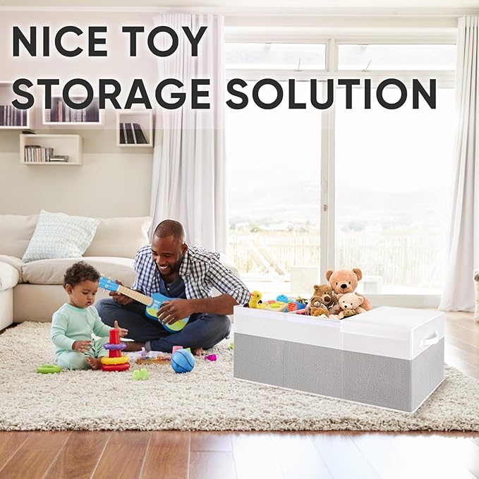 Kids Toy Box, Extra Large Toy Chest for Boy and Girl, 118L Toy Storage Organizer Stuffed Animals Holder with Removable Divider and Sturdy Handle for Nursery, Bedroom, Living room, 36"L x 12.6"W x 16"H