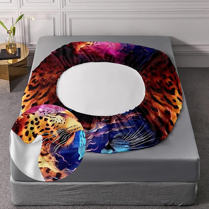 AILONEN Leopard Print Fitted Sheet Set Queen Size,Safari Wildlife Cheetah Bed Sheet Set Queen Size for Boys Kids,3 Pieces Animal Leopard Queen Fitted Sheet with 2 Pillowcases Decor