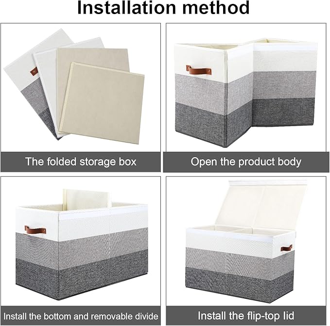 Large Toy Box Chest with Divider, Sturdy Toy Storage Organizer Bin Baskets with Lid for Kids, Boys, Girls, Nursery, Living Room, Bedroom, Playroom, Closet, 25"x13" x16"(Gradient Grey)