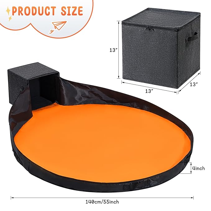 Toy Storage Basket and Play Mat 13" Stackable and Foldable Cube Toy Organizers and Storage Bins for Kids