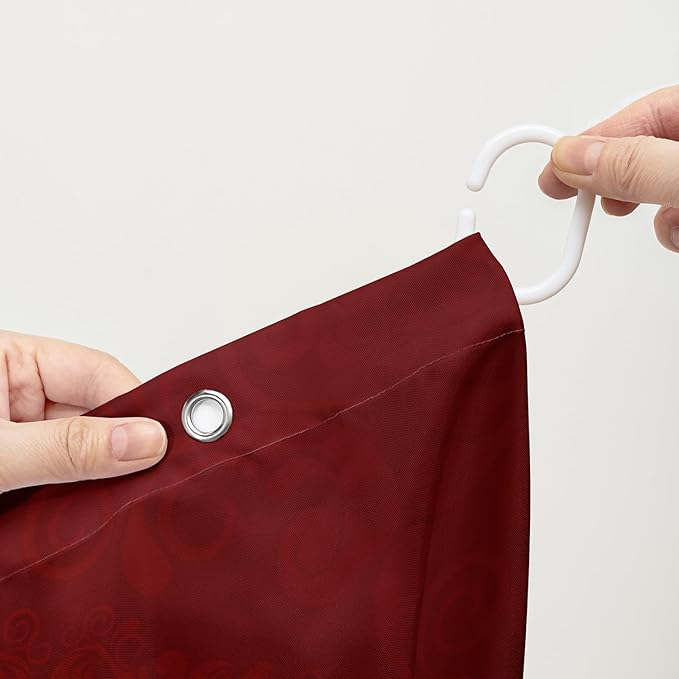 AILONEN Red and Gold Shower Curtain,Red Rose Hearts Printed Bath Curtain,Romantic Luxury Rose Flower Waterproof Curtain for Bathroom Decor 36" W x 72" H