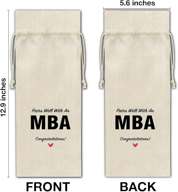 HOIJAUMAI MBA Degree Graduation Gifts MBA Graduation Gift Graduation Wine Bag Pairs Well with an MBA Wine Gift Bags for Men Women