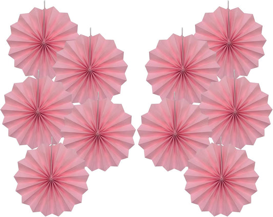 Pink Party Decorations,Pink Paper Decorations for Party,Baby Shower Decorations Party Paper Fans Bulk 8in,Schoolgirl Style Classroom Decor for Party 30 Color DIY Set （Pink）