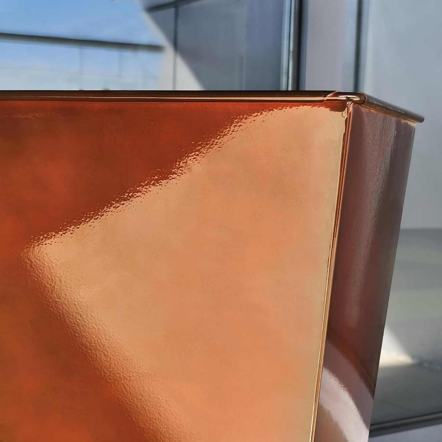 KOL 28''H. Tall Galvanized Steel Glazed Planter with Saucer, Set of 2, Planter Pots with Insert for Indoor & Outdoor Use, Decorative Flower Plant Pots for Front Porch, Patio, Deck - Reddish Brown