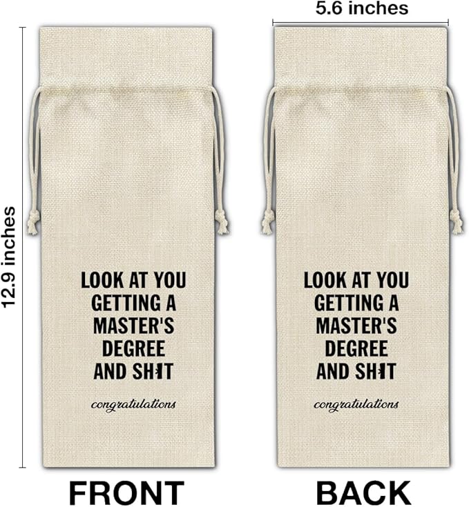 HOIJAUMAI Masters Degree Graduation Gifts Masters Graduation Gift Graduation Wine Bag Master's Degree Wine Gift Bags
